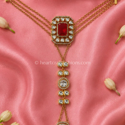 Raktima Moissanite Polki Hathphool