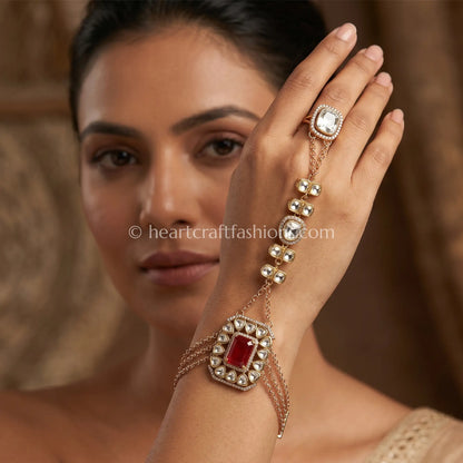 Raktima Moissanite Polki Hathphool