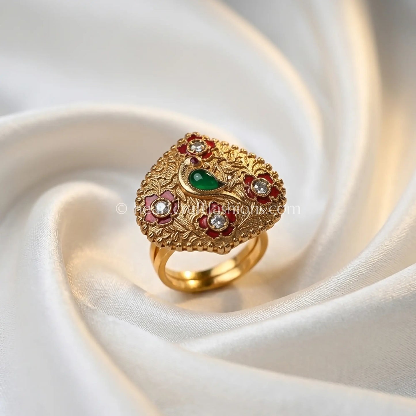 Rangmahal Meenakari Polki Ring