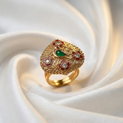 Rangmahal Meenakari Polki Ring