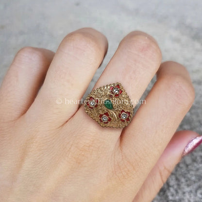 Rangmahal Meenakari Polki Ring