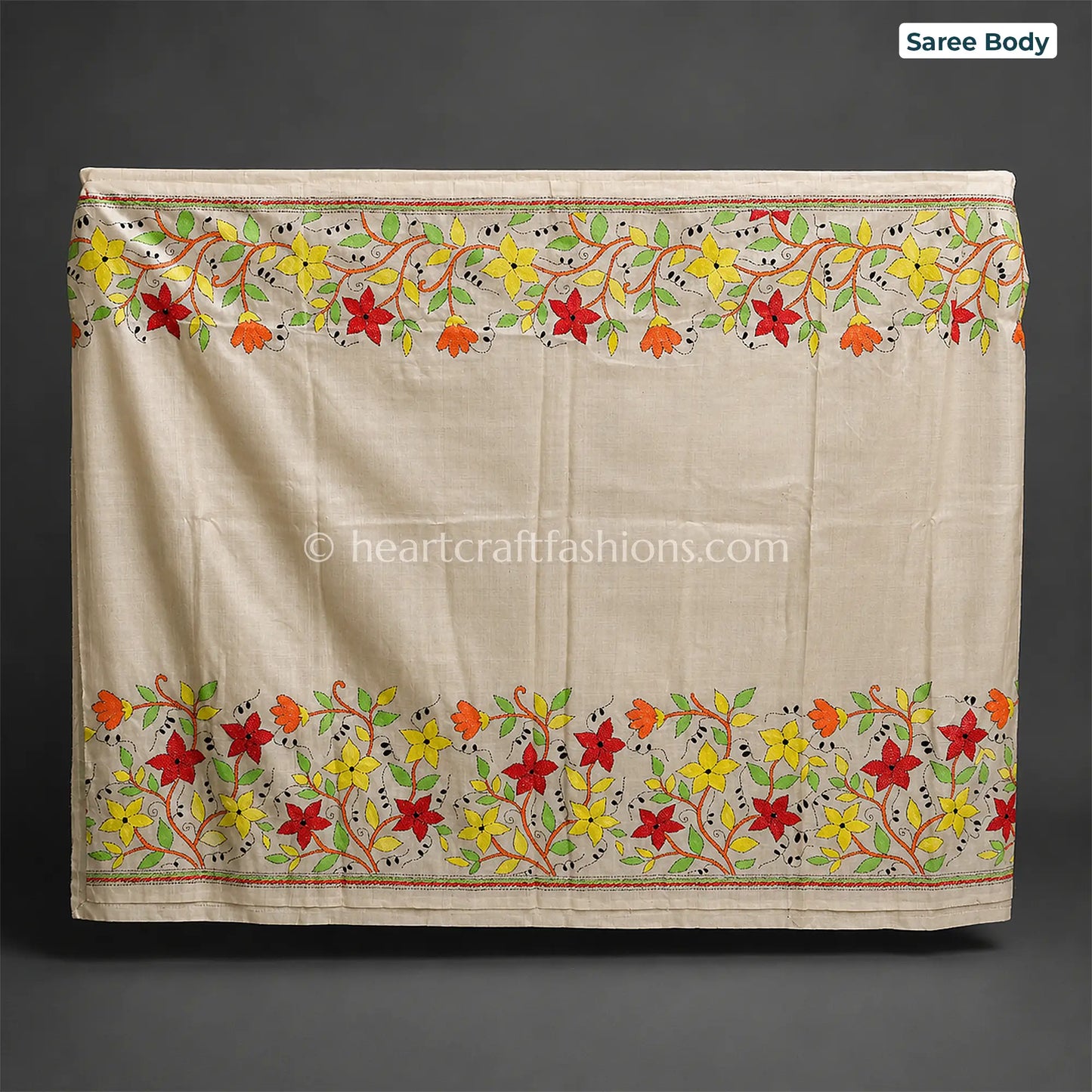 Rangrez Phulvari Kalkata Gachi Tussar Kantha Handloom Saree