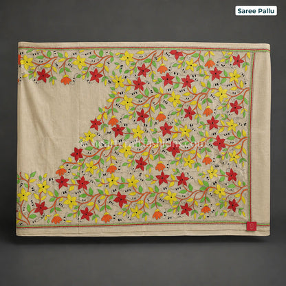 Rangrez Phulvari Kalkata Gachi Tussar Kantha Handloom Saree