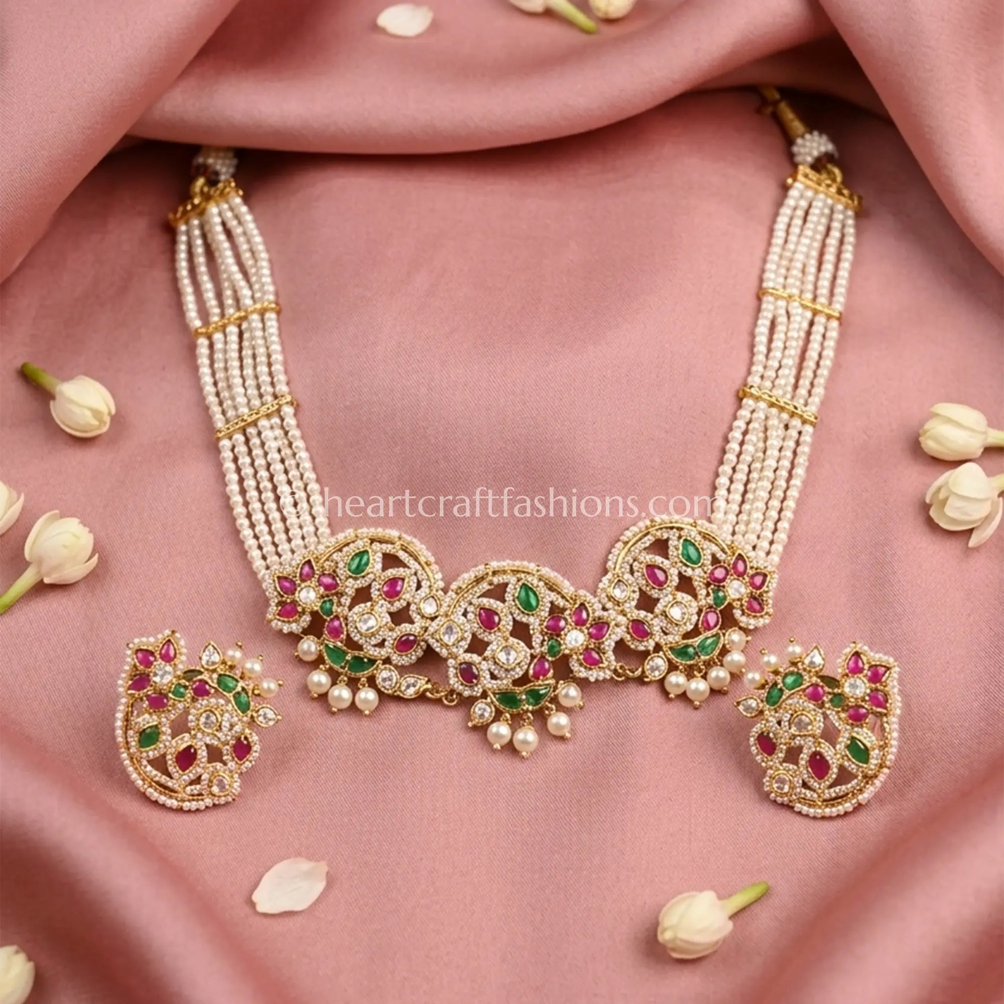 Rangrez Rajputana Polki Pearl Choker Set