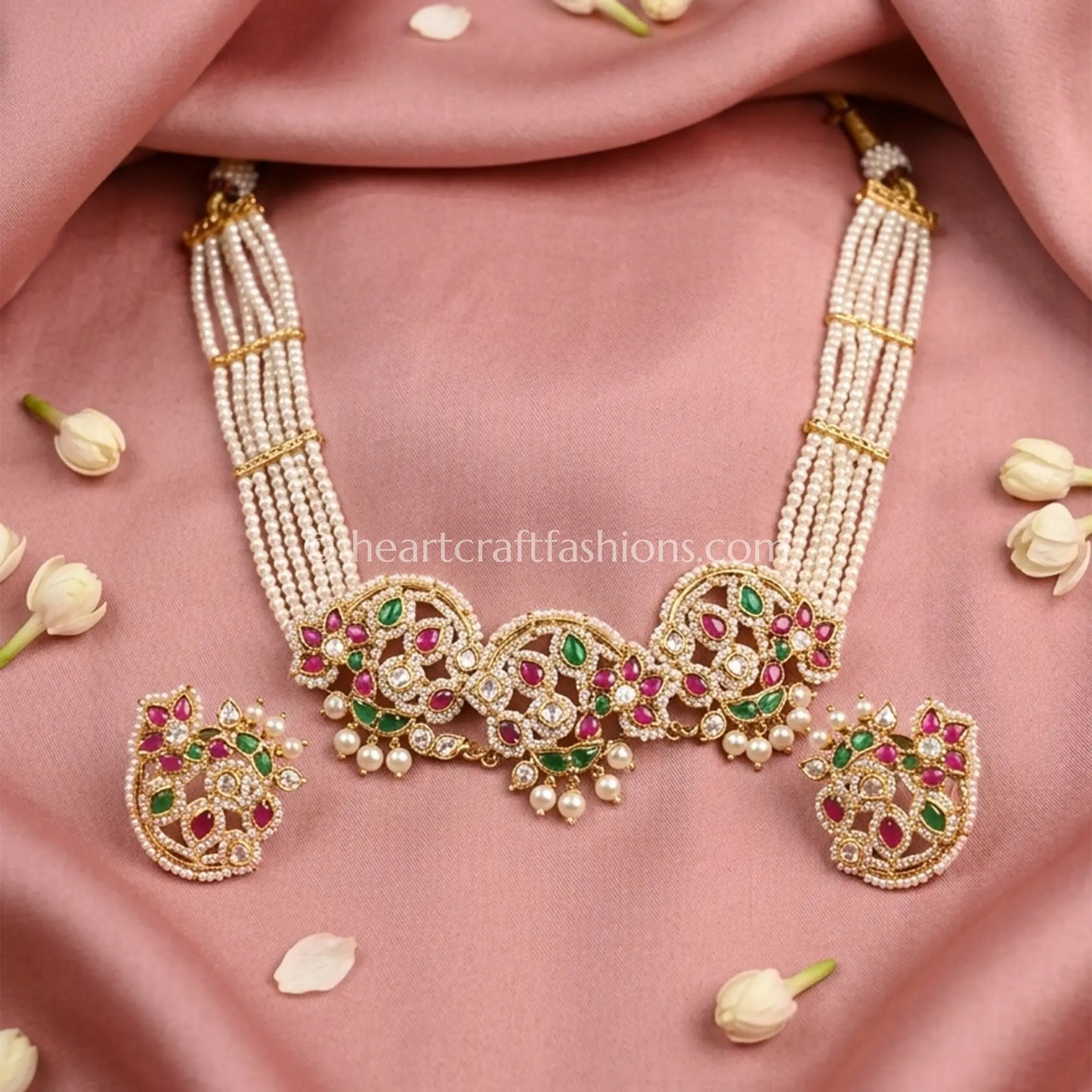 Rangrez Rajputana Polki Pearl Choker Set