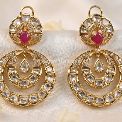 Rangrez Ruby Pachi Kundan Chandbali Earrings