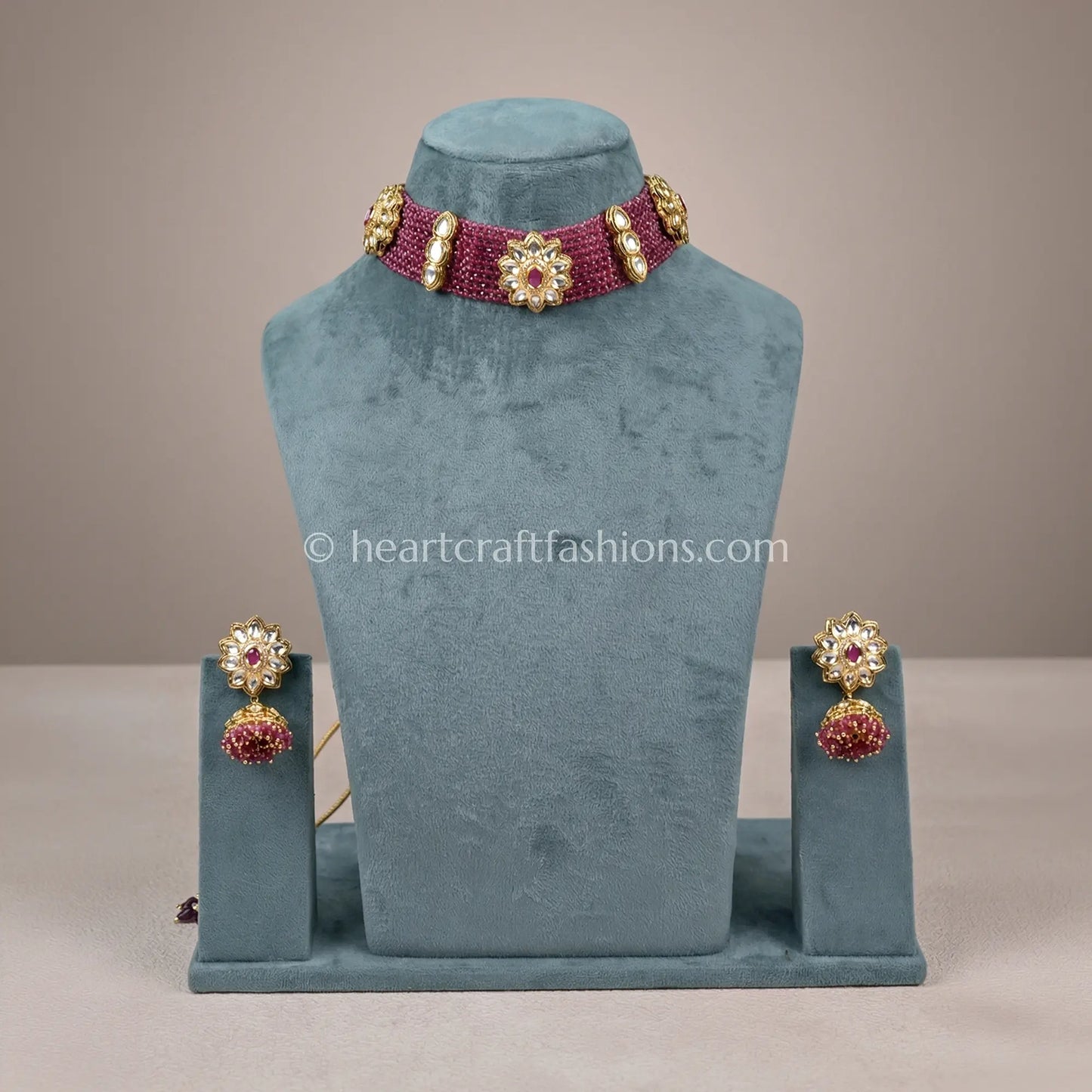 Rangriti Bandhai AC Kundan Choker Set