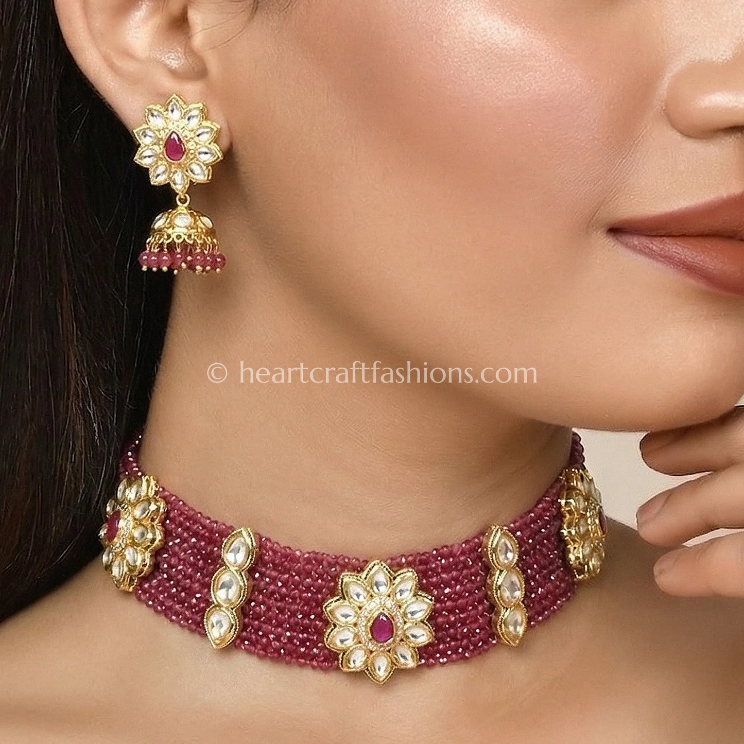 Rangriti Bandhai AC Kundan Choker Set
