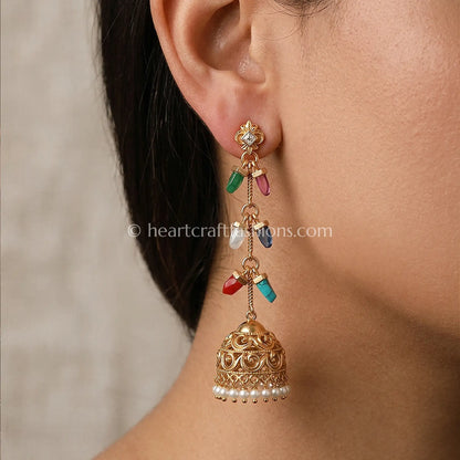 Rangtara Zircon Crystal Jhumka Earrings