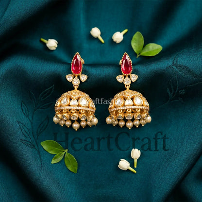 Ruby Royal Moissanite Doublet Jhumka