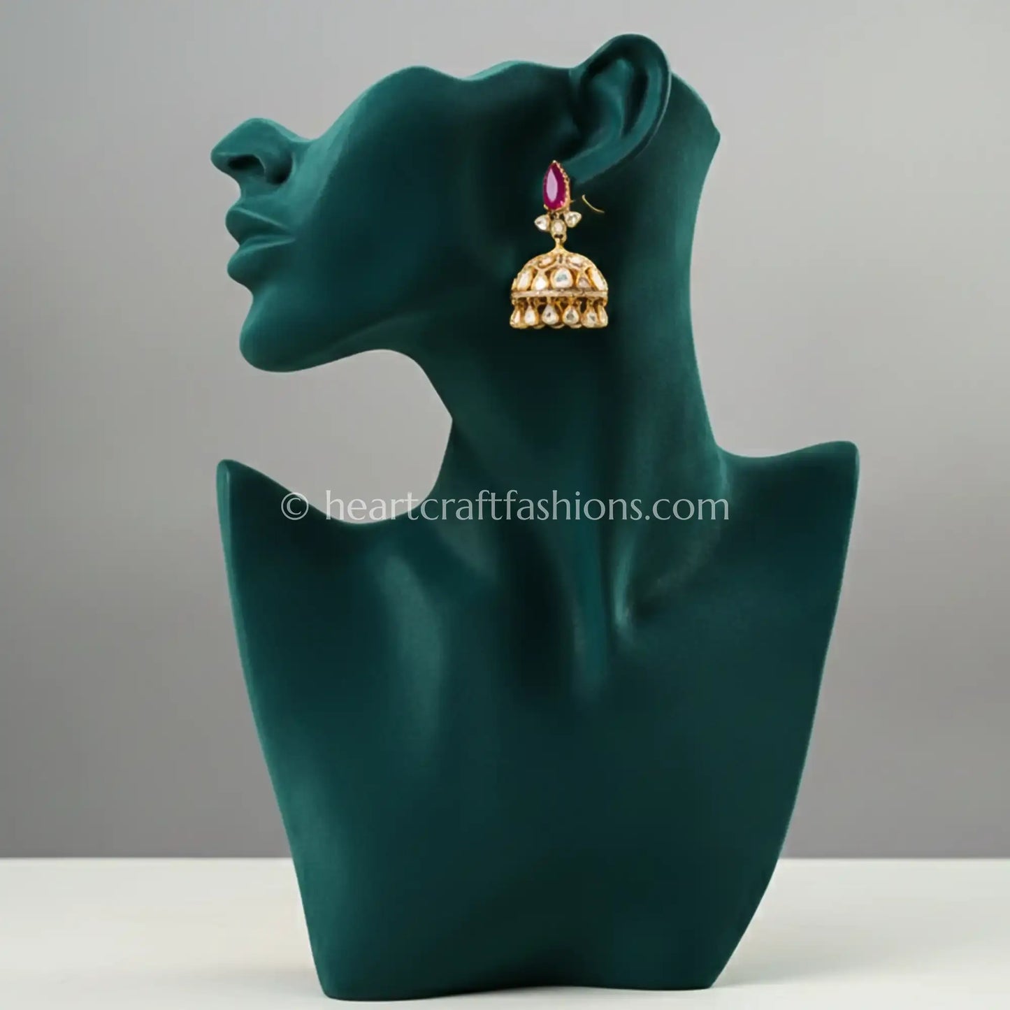 Ruby Royal Moissanite Doublet Jhumka