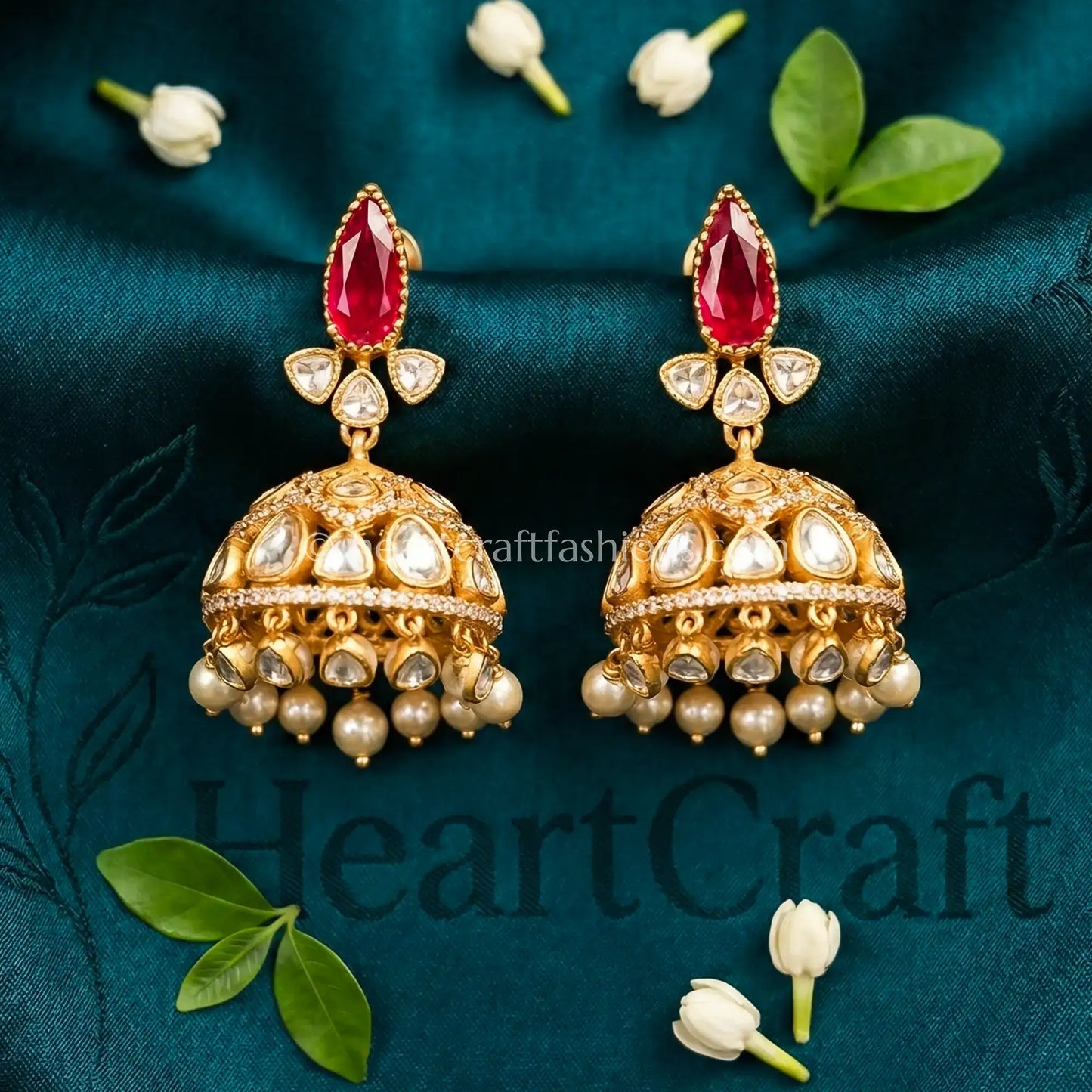 Ruby Royal Moissanite Doublet Jhumka