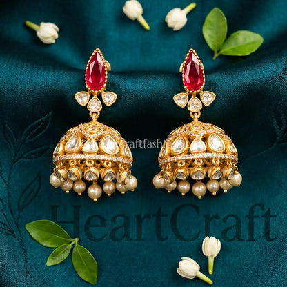 Ruby Royal Moissanite Doublet Jhumka
