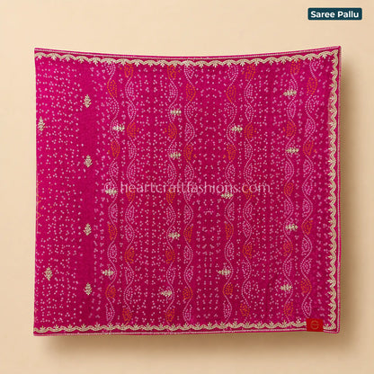 Rani Pink Bandhani Chiffon Gota Patti Saree