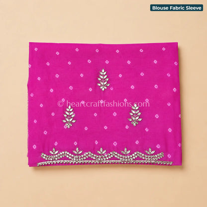 Rani Pink Bandhani Chiffon Gota Patti Saree