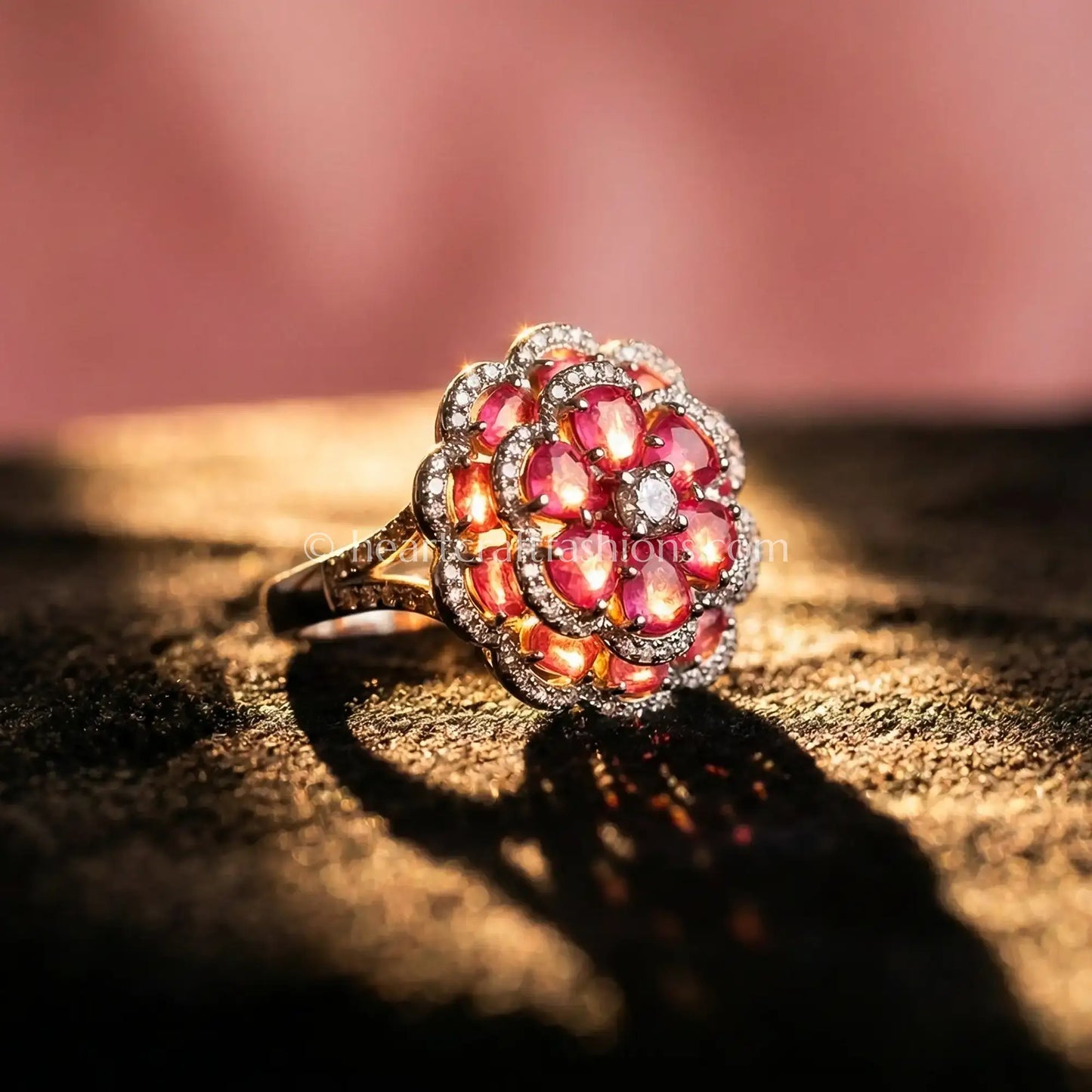 Rani Pink Bloom Statement Ring