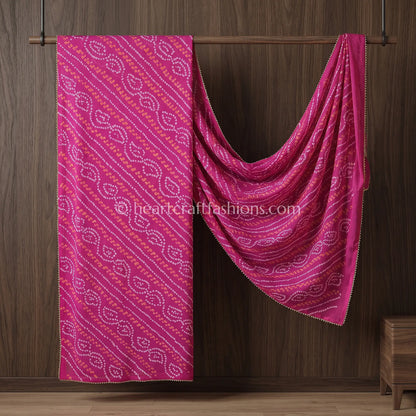Rani Pink Chiffon Bandhej Dupatta