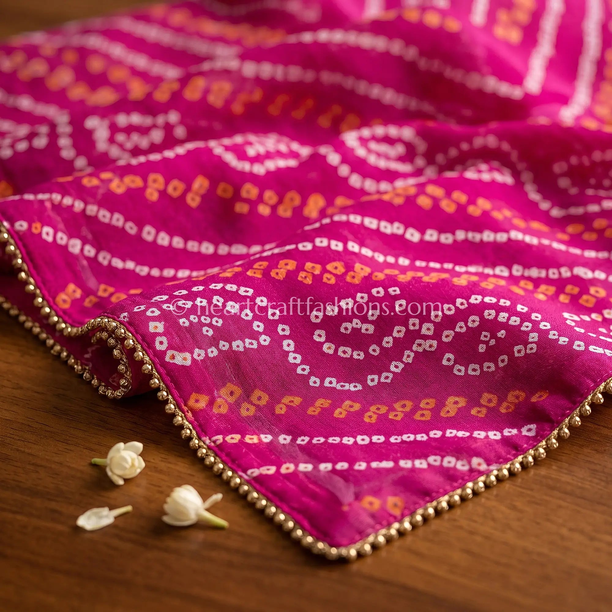 Rani Pink Chiffon Bandhej Dupatta