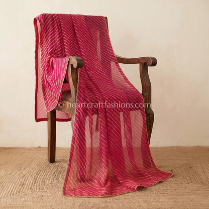 Rani Pink Chiffon Leheriya Dupatta