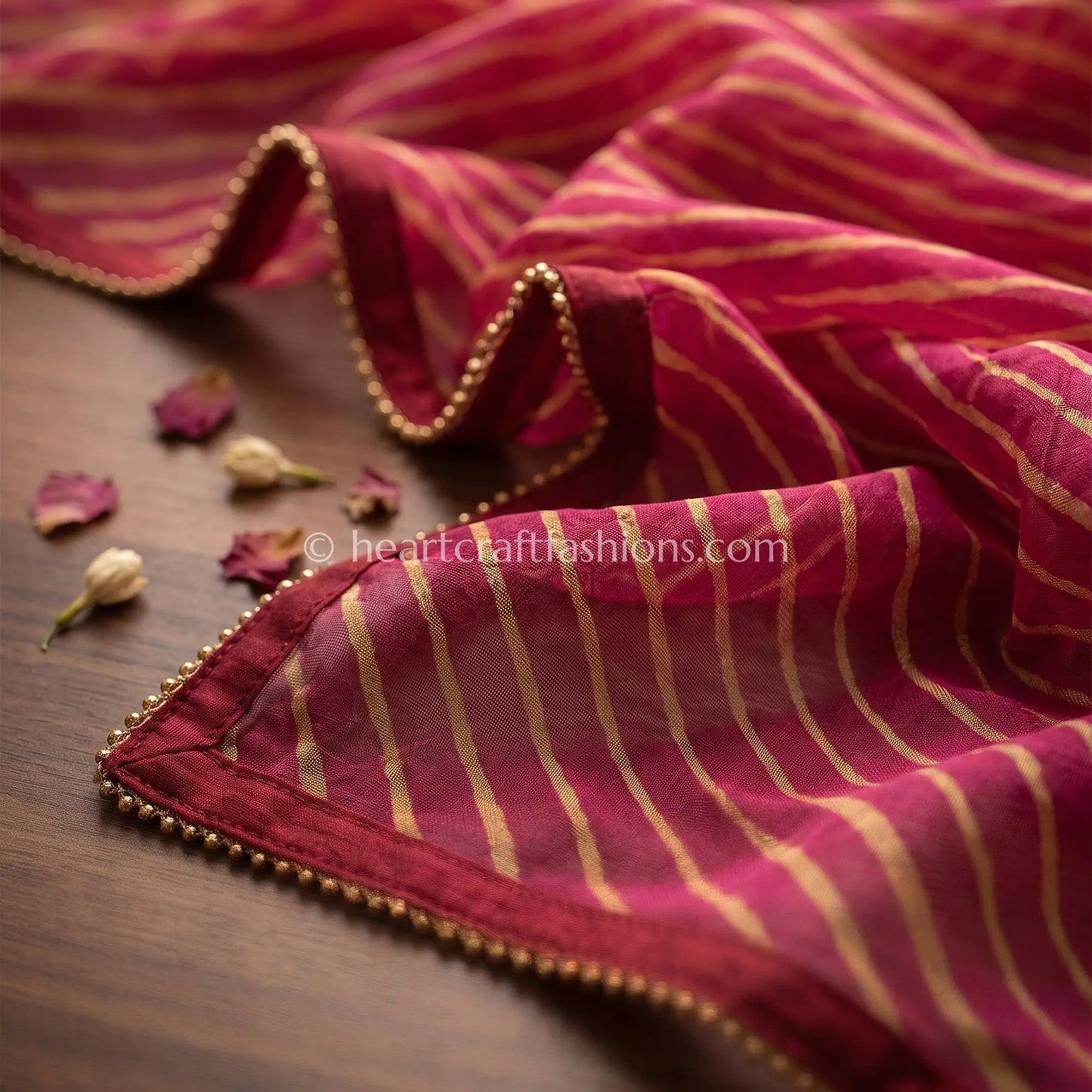 Rani Pink Chiffon Leheriya Dupatta