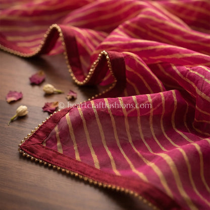 Rani Pink Chiffon Leheriya Dupatta
