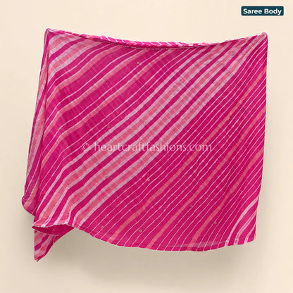 Rani Pink Organza Handwork Leheriya Saree
