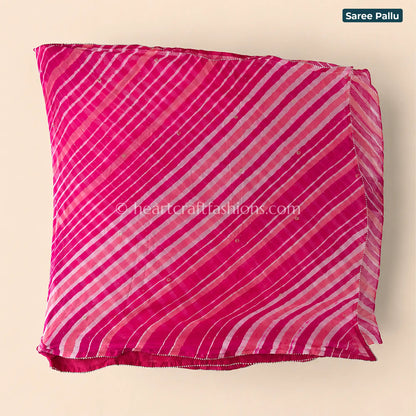 Rani Pink Organza Handwork Leheriya Saree