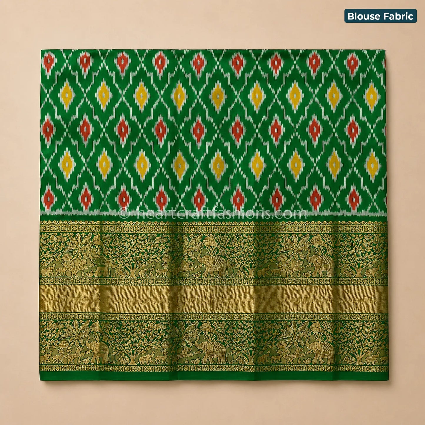 Rani Pink & Bottle Green Pochampally Patola Silk Saree