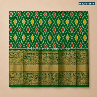 Rani Pink & Bottle Green Pochampally Patola Silk Saree