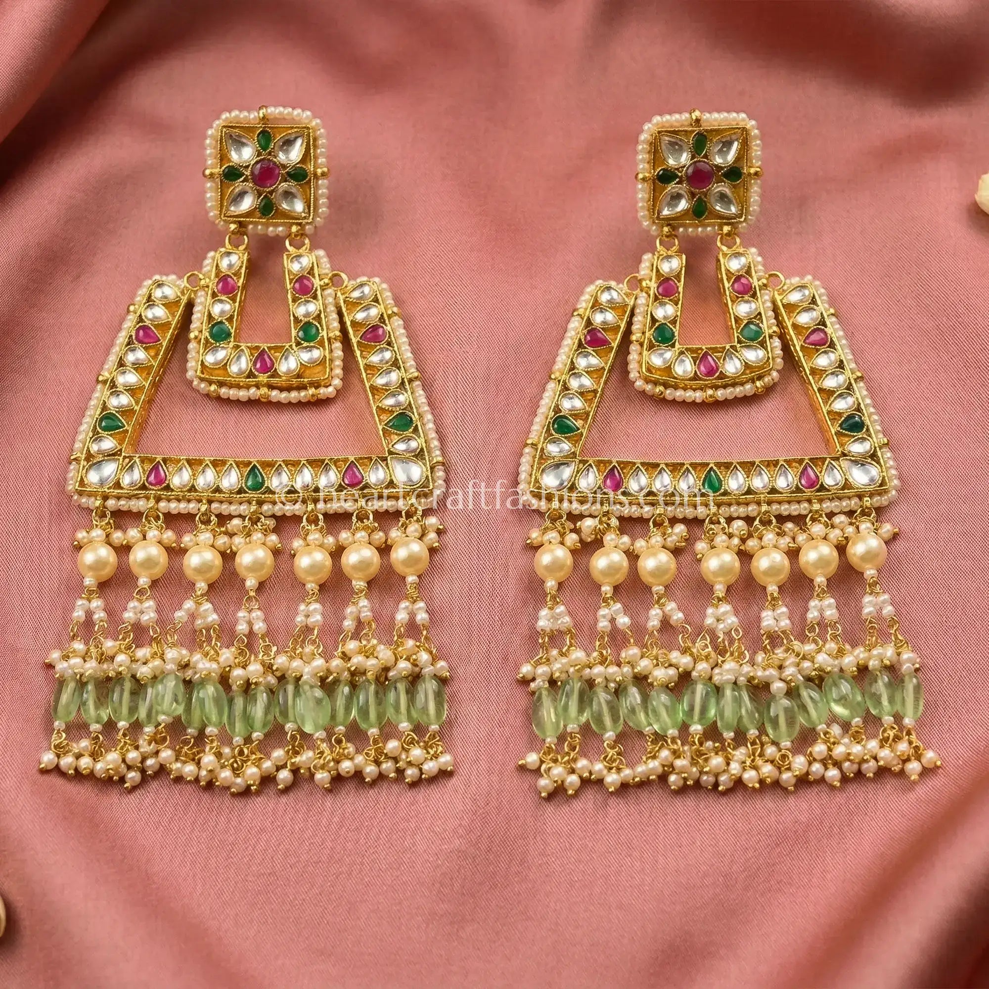 Rani Teardrop Pachi Kundan Dome Earrings