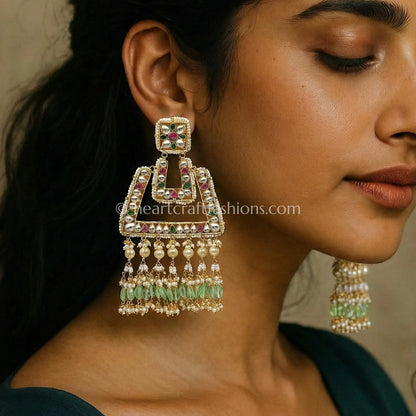 Rani Teardrop Pachi Kundan Dome Earrings
