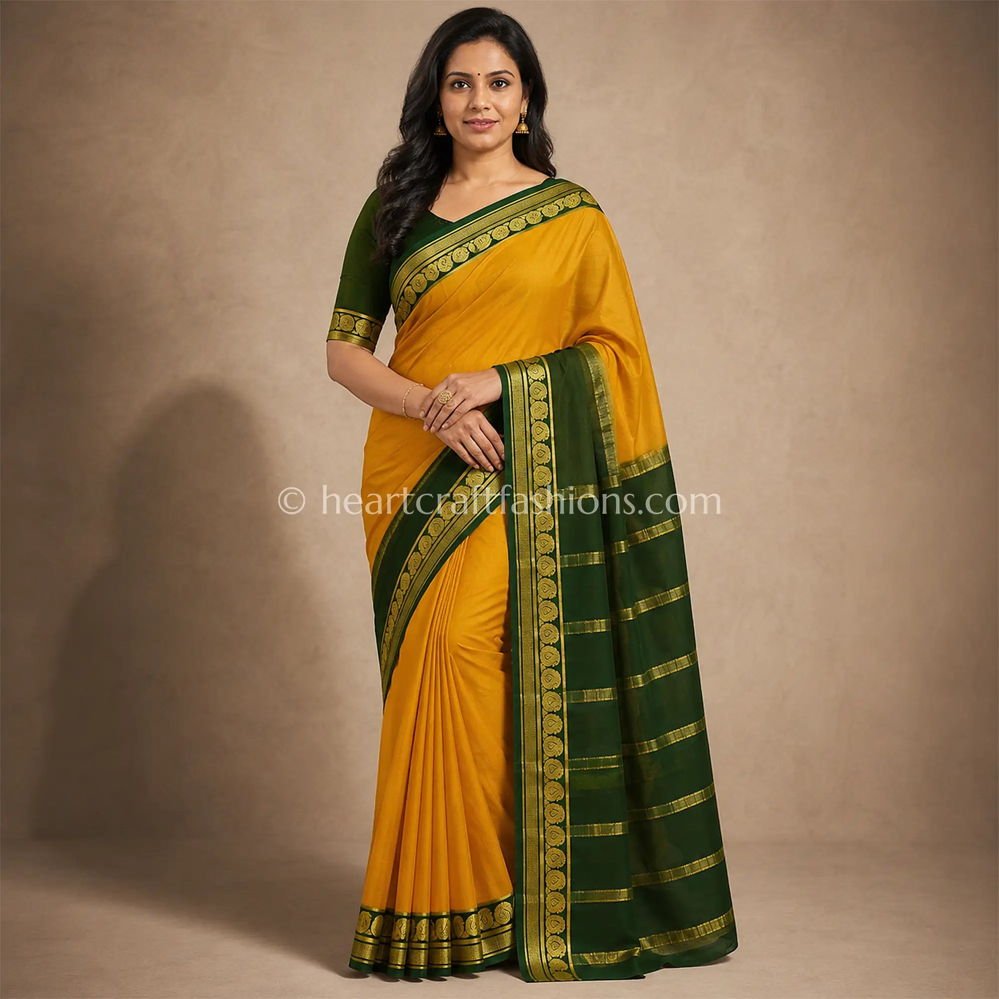Regal Bottle Green Mysore Crepe Silk Saree