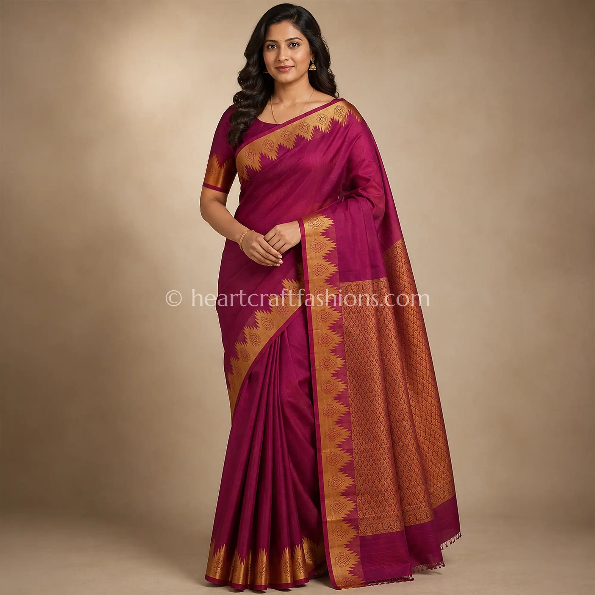 Wine Pink Kanjivaram Silk Saree