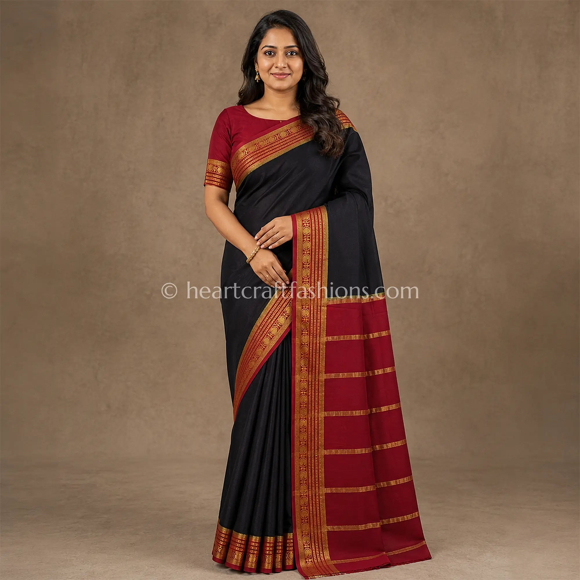 Regal Red Mysore Crepe Silk Saree