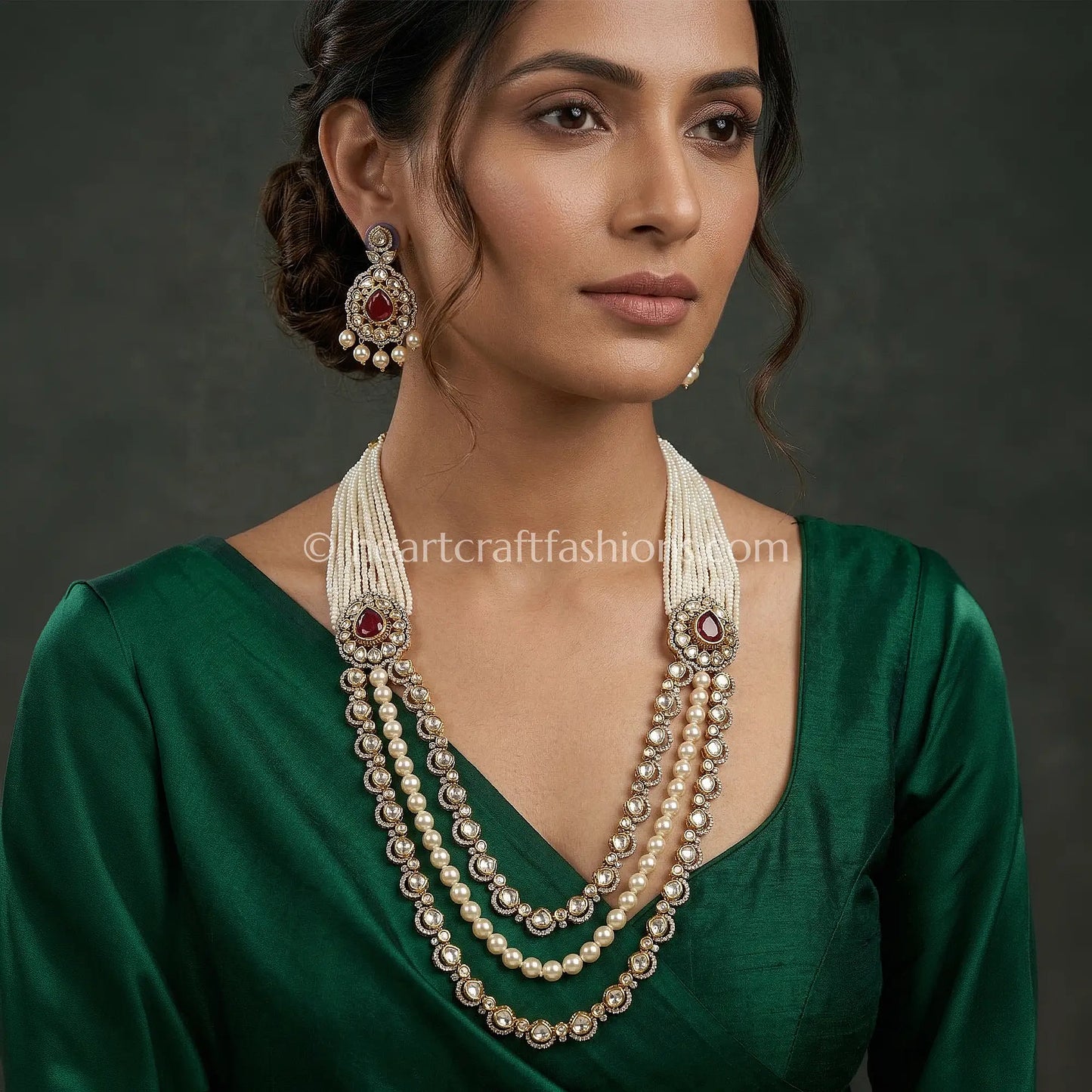 Regal Sunehri Kundan Hyderabadi Pearl Layered Necklace