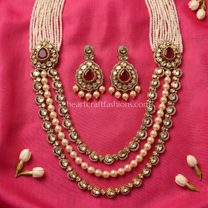 Regal Sunehri Kundan Hyderabadi Pearl Layered Necklace