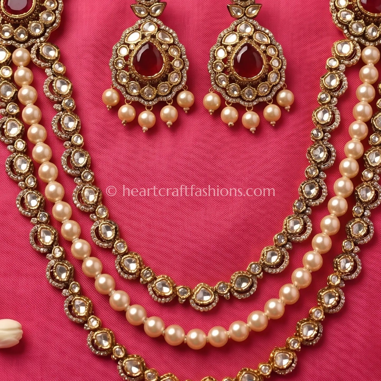 Regal Sunehri Kundan Hyderabadi Pearl Layered Necklace
