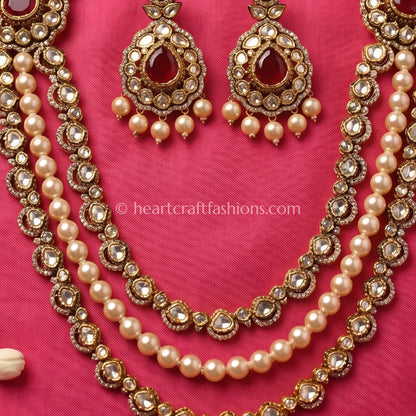 Regal Sunehri Kundan Hyderabadi Pearl Layered Necklace