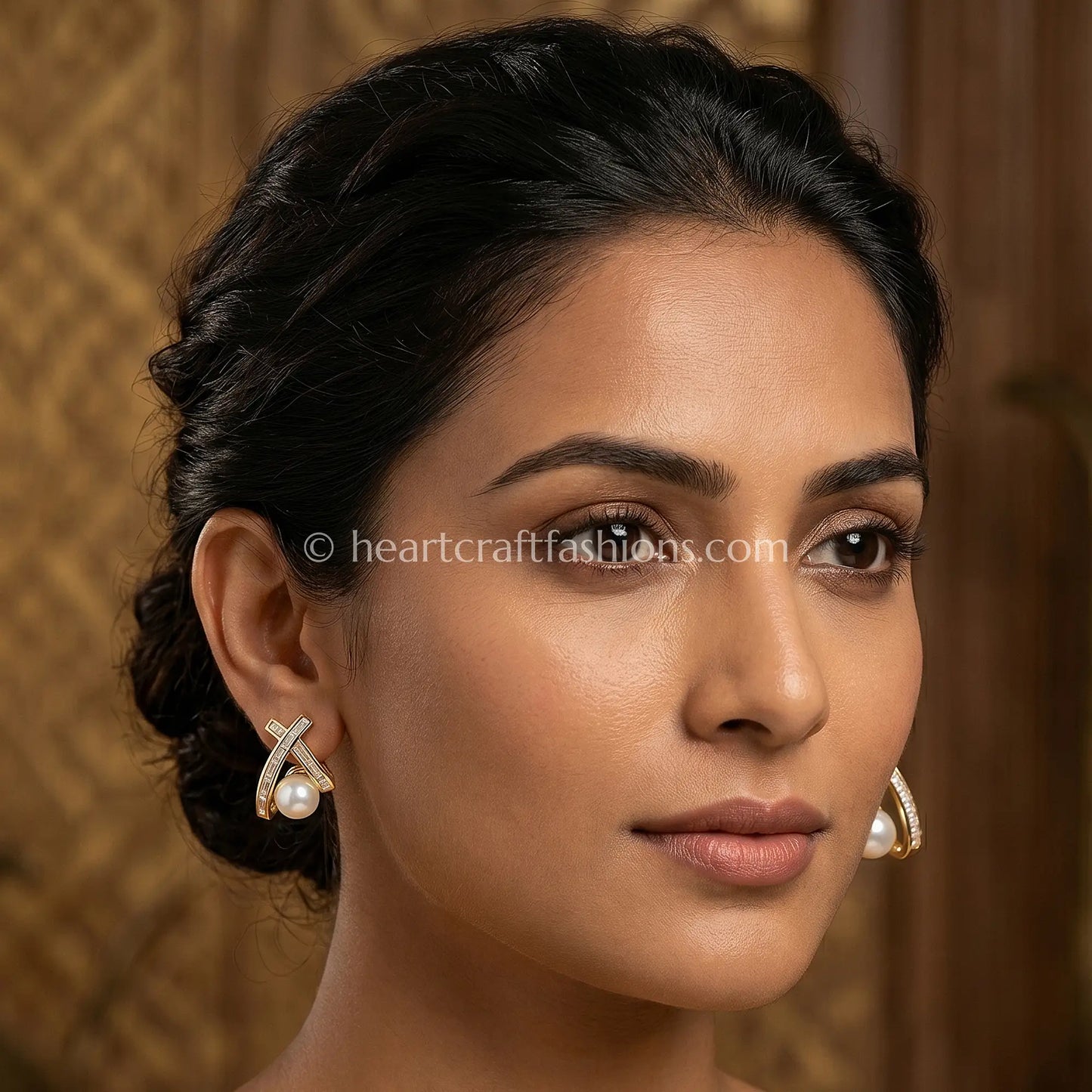 Reyna Hallmarked Pure Silver Interlocking Cross Pearl Earrings
