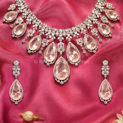 Rose Quartz Teardrop Zircon Set