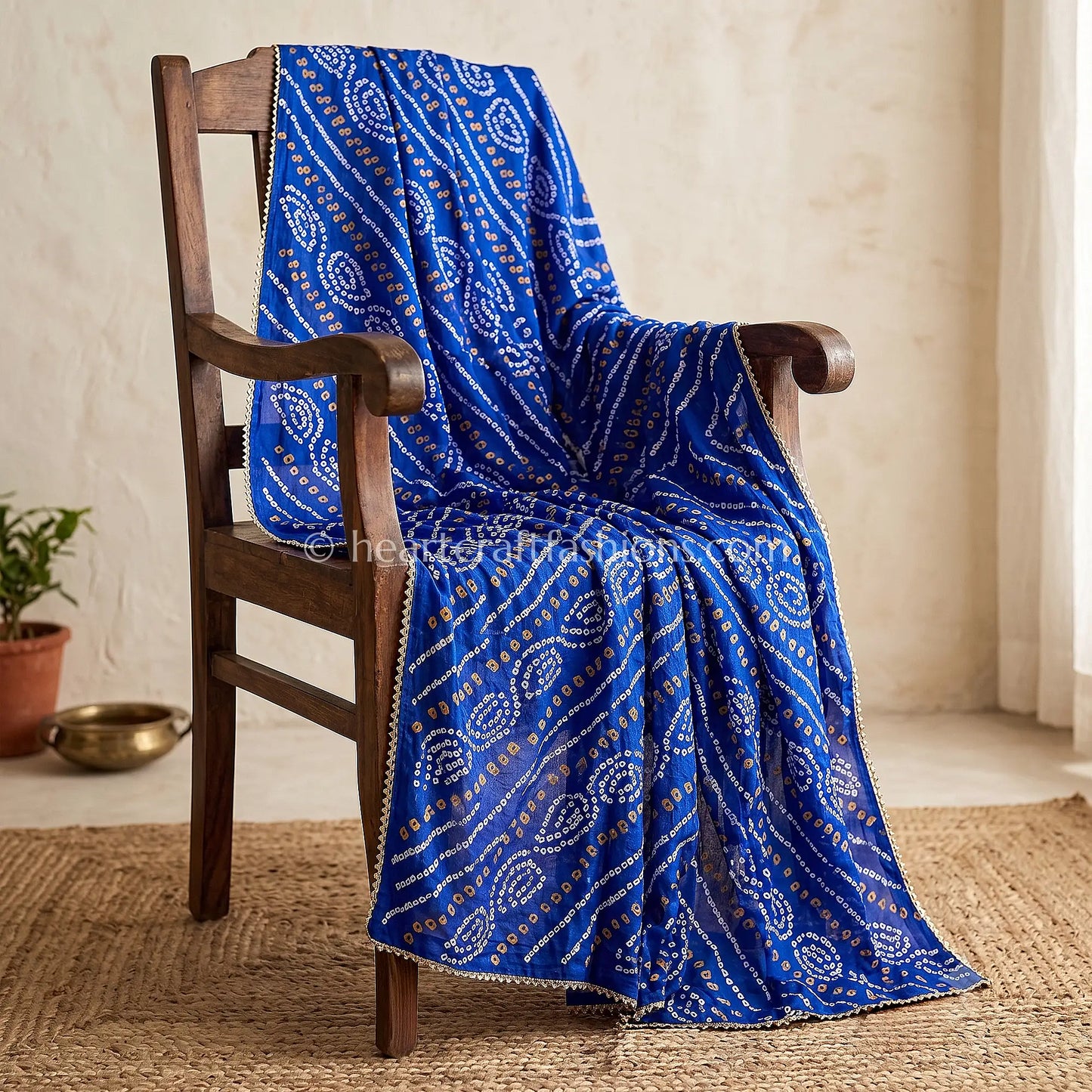 Royal Blue Bandhej Printed Dupatta