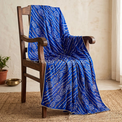 Royal Blue Bandhej Printed Dupatta