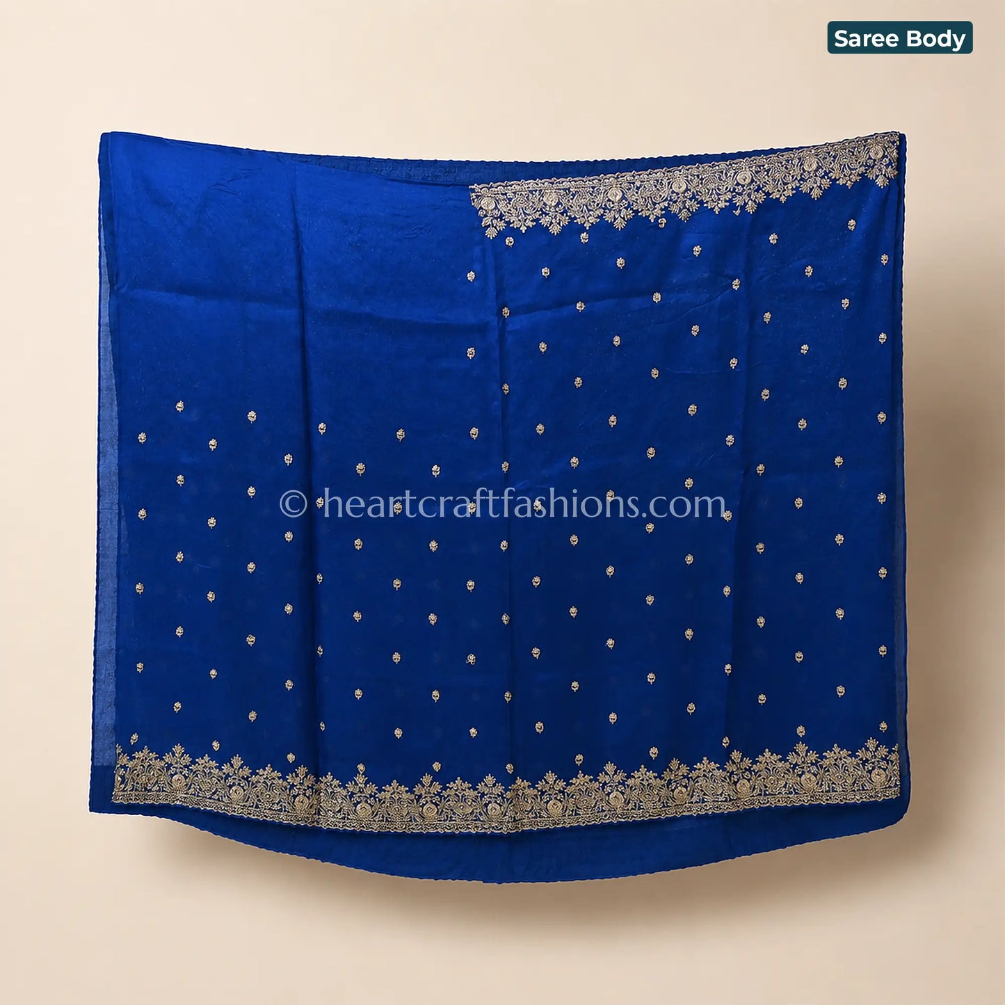Royal Blue Designer Kora Silk Kolkata Zardosi Handwork Saree