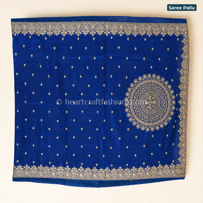Royal Blue Designer Kora Silk Kolkata Zardosi Handwork Saree