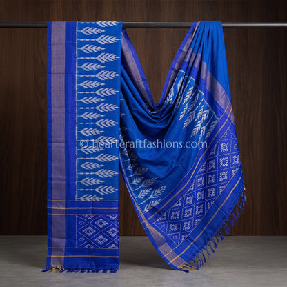 Royal Blue Ikkat Inspired Patola Silk Dupatta