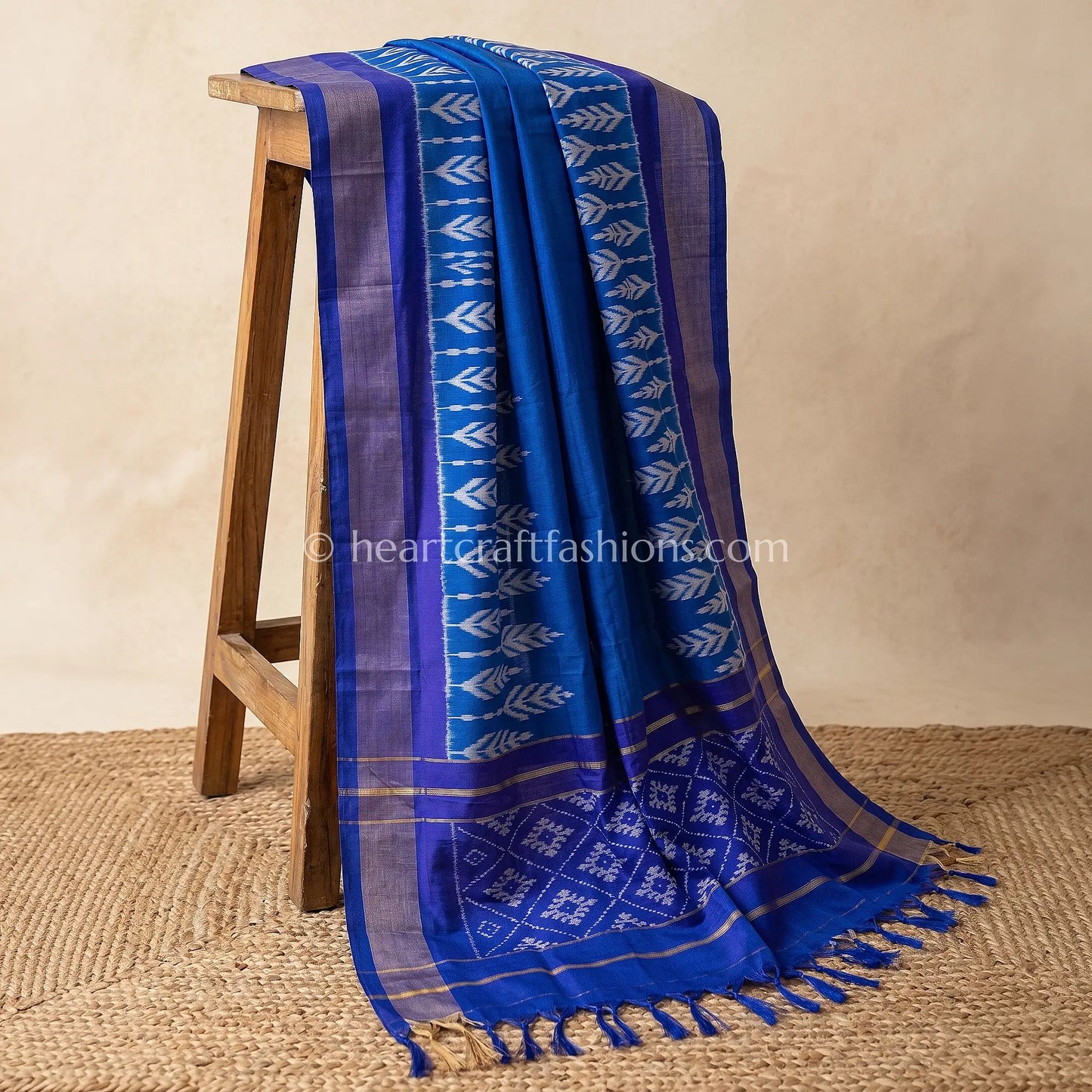 Royal Blue Ikkat Inspired Patola Silk Dupatta
