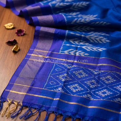 Royal Blue Ikkat Inspired Patola Silk Dupatta