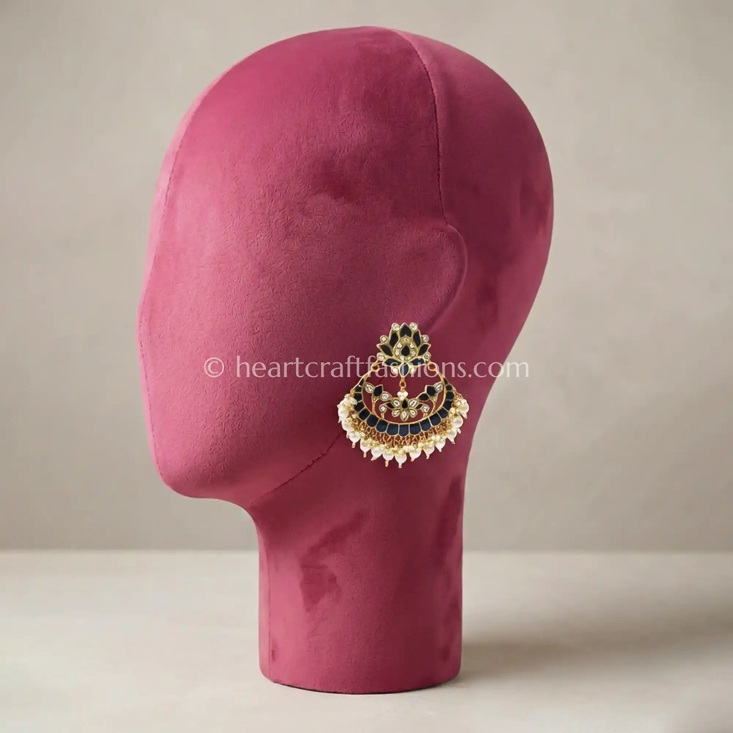 Deep Royal Blue Jadau Pachi Chandbali