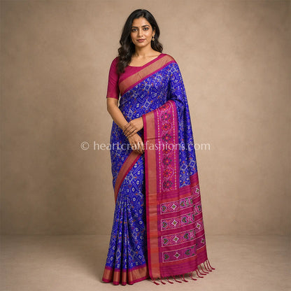 Royal Blue Patola Silk Saree