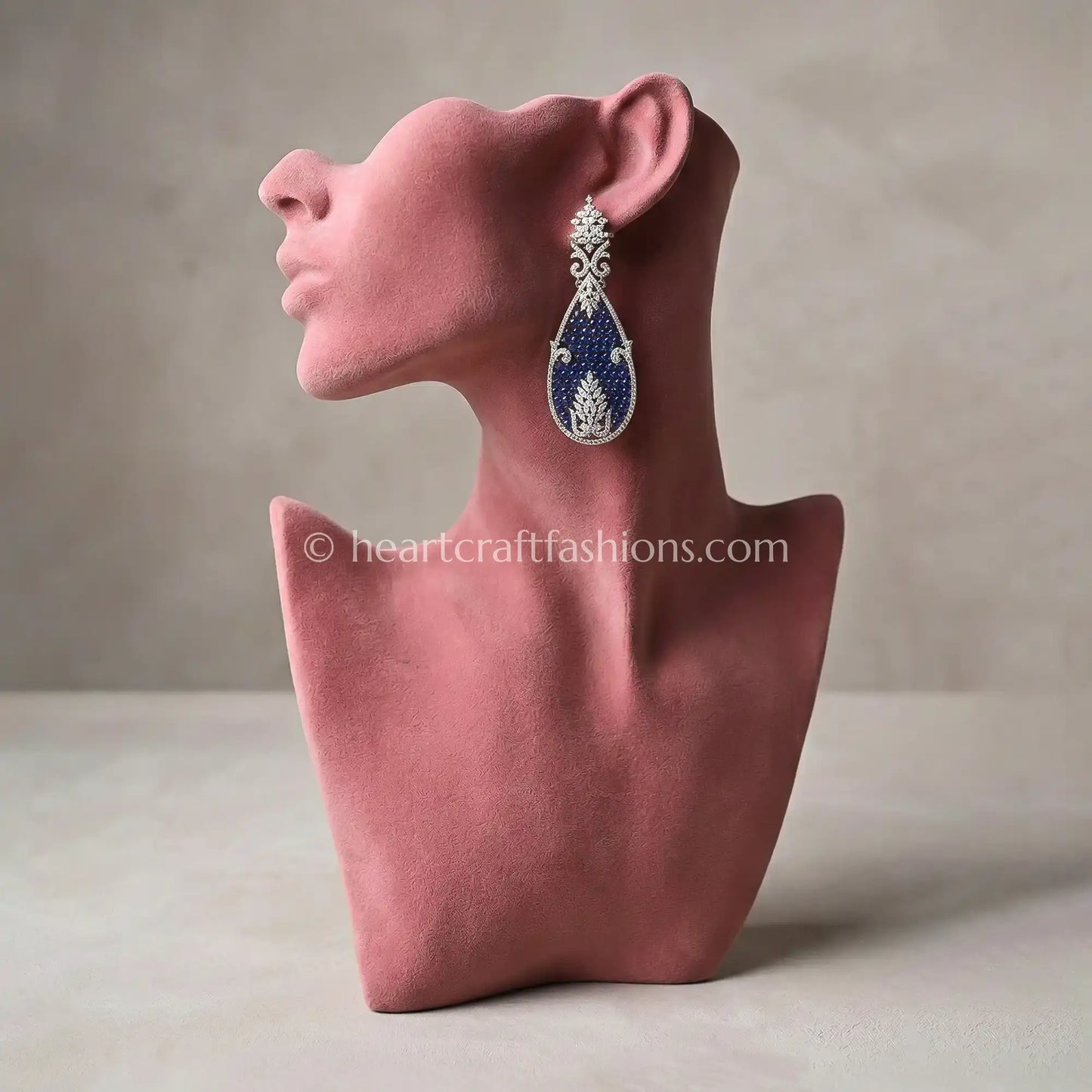 Royal Blue Teardrop Zircon Statement Earrings